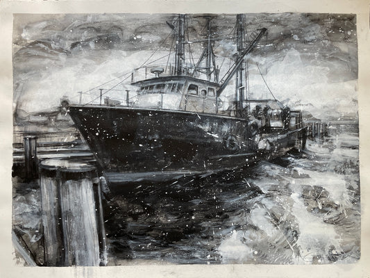 Stormy fishing boat